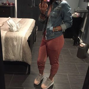 Stretchy “sheeny” joggers